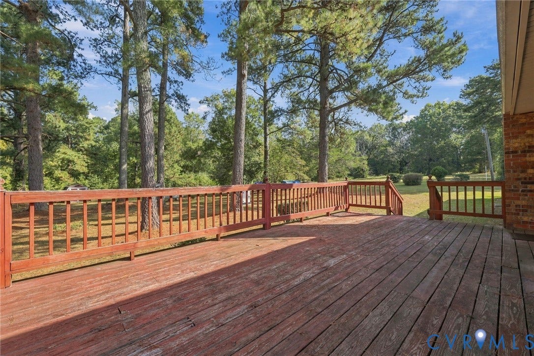 Large back deck looking toward right side of  yard