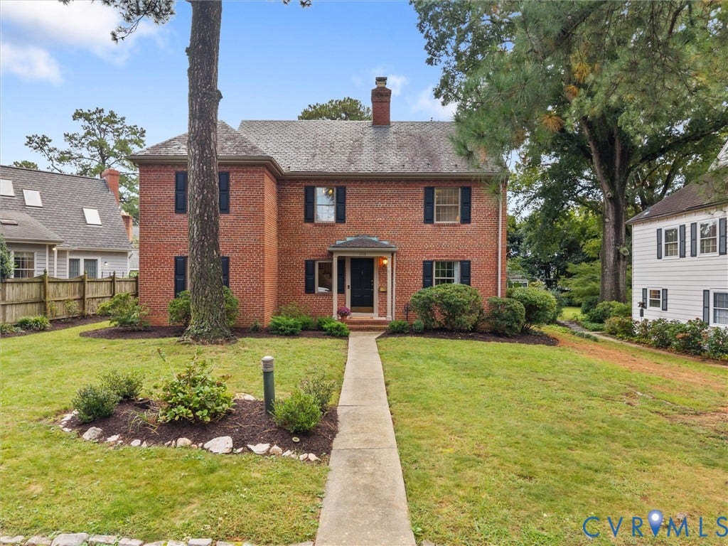 1113 E Durwood Crescent, Tuckahoe Area, Henrico, VA 23229 Brick exterior construction with black shutters, classic front entry, and mature landscaping