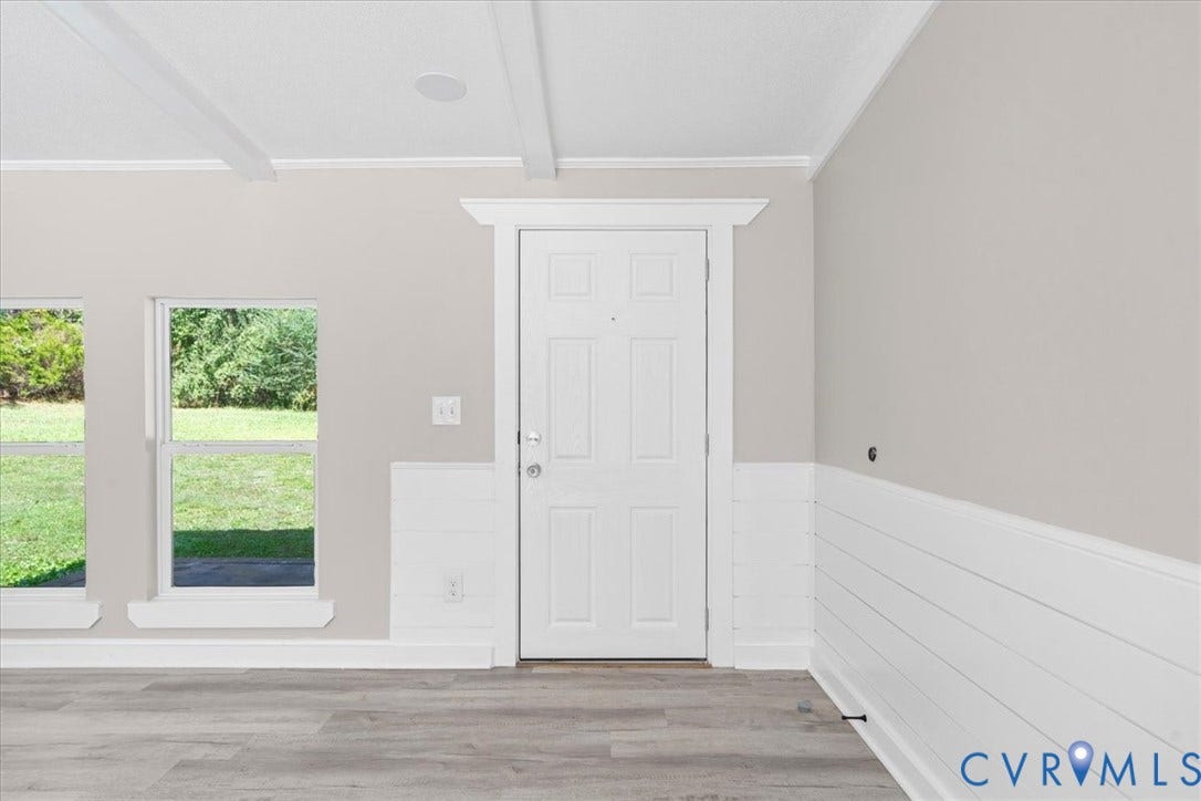 115 Mount Airy Lane, Cumberland, VA 23040 Light gray walls with white shiplap accents