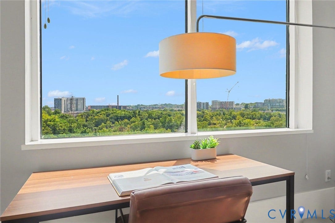 1101 Haxall Point, #U512 U510, Richmond, VA 23219 Expansive window with a wide sill, providing abundant natural light and an urban-natural scenery