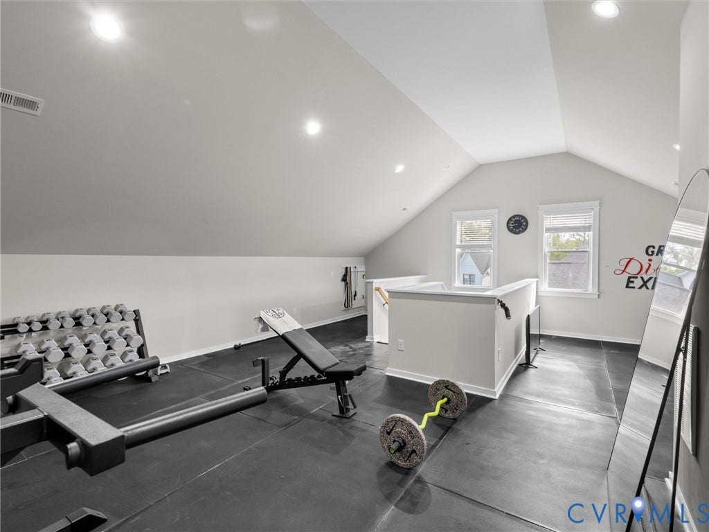 Vaulted ceiling with recessed lighting