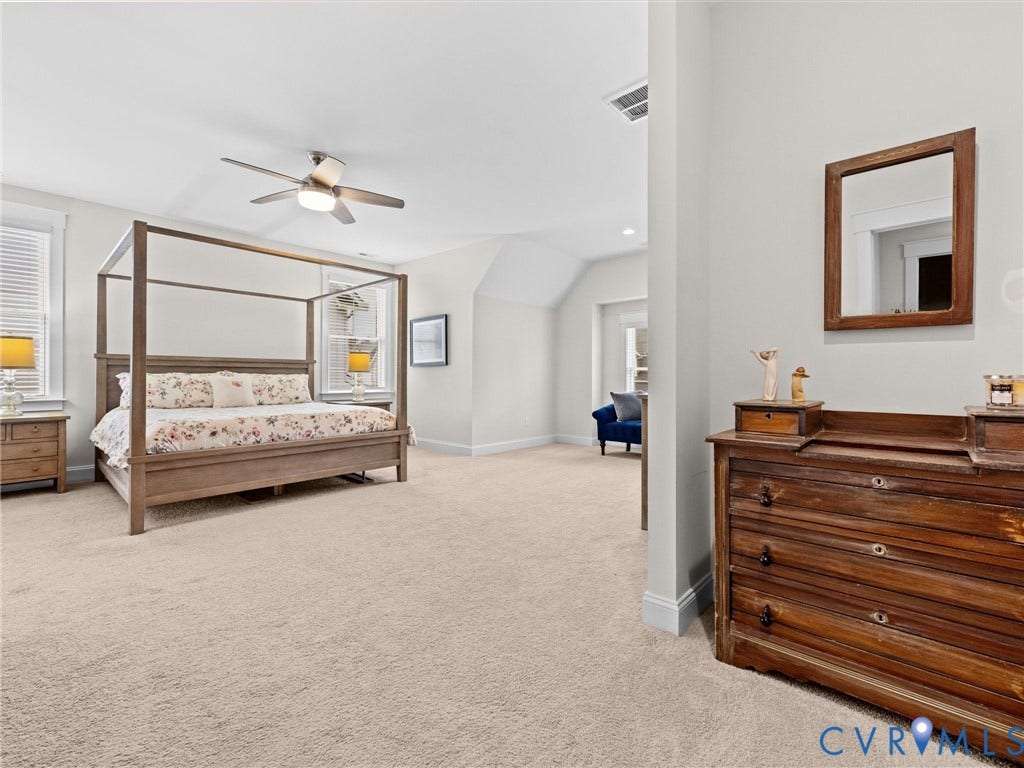 3719 Bellstone Drive, Midlothian, VA 23112 Recessed lighting, ceiling fan, carpeted flooring, and architectural ceiling details
