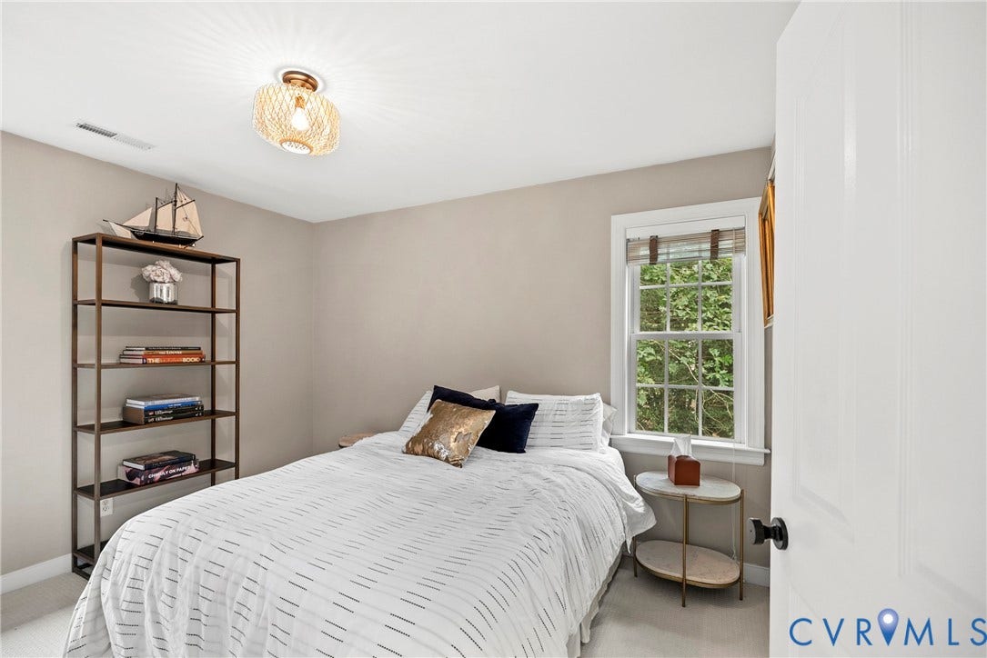8406 Chandon Court, Chesterfield, VA 23838 Recessed window with wood-look blinds, ceiling-mounted light fixture, and neutral wall tones