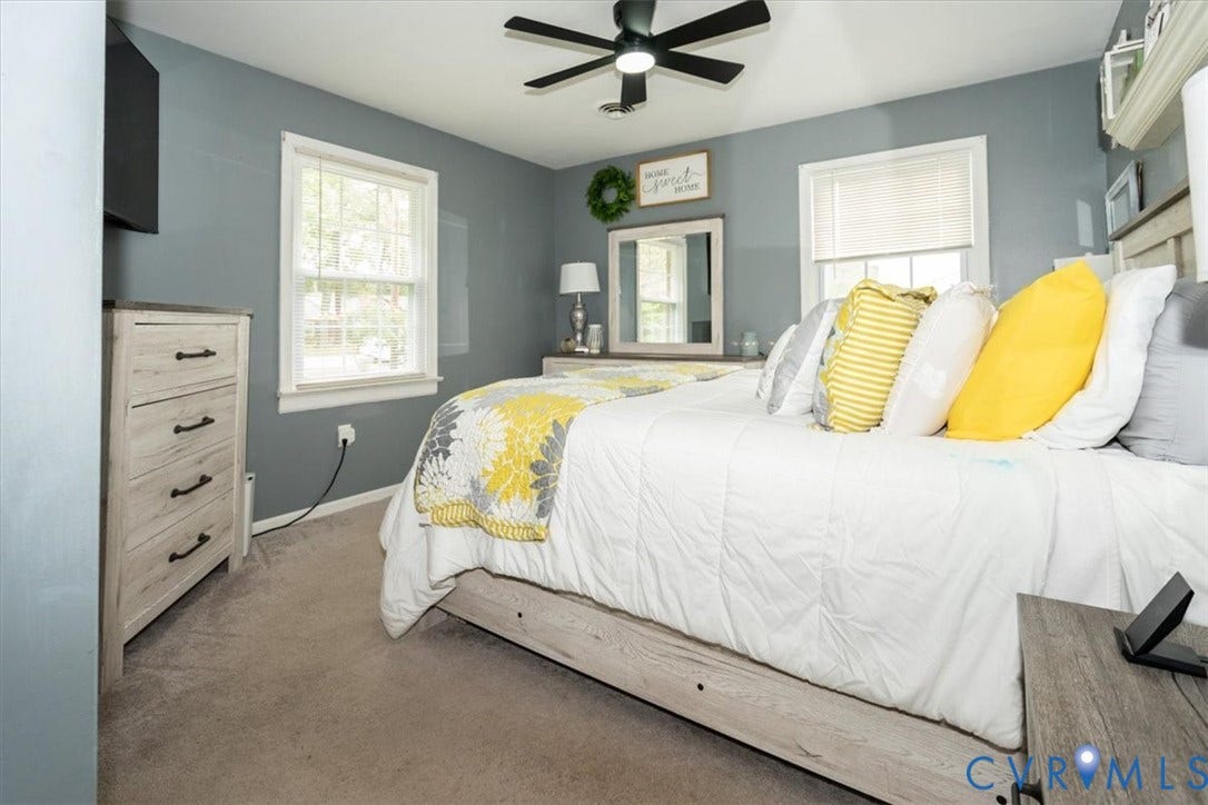 5510 Alberta Road, Stanwick, Midlothian, VA 23832 Carpeted flooring, recessed windows, ceiling fan, and painted walls