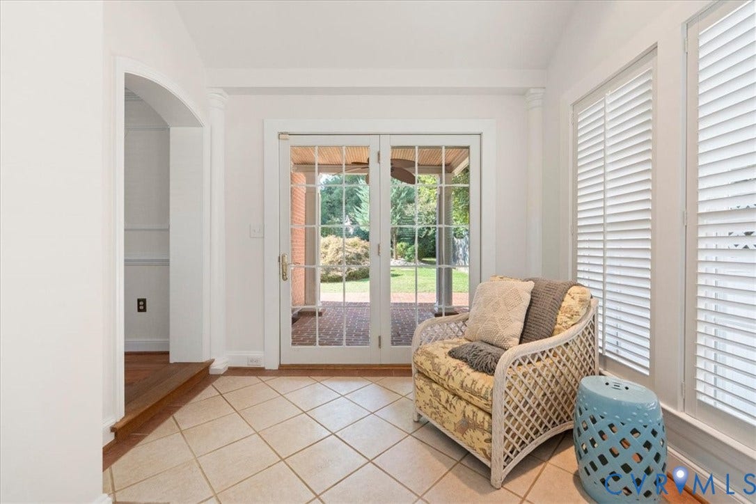 French doors to covered patio