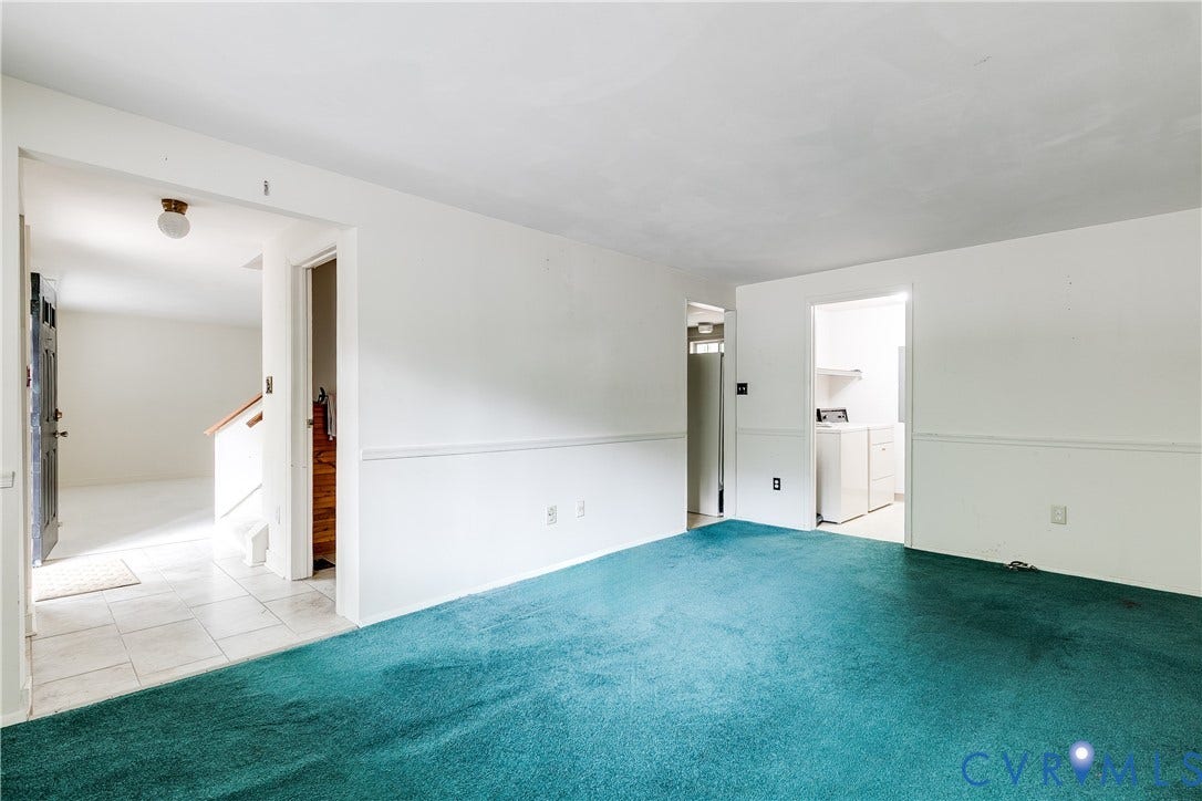 White-painted walls with chair rail molding