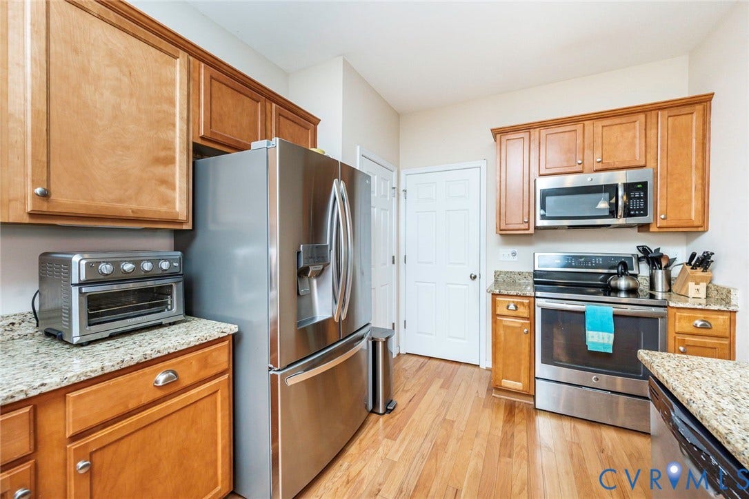 Pantry on the left. Door in the center is access to the laundry room and garage