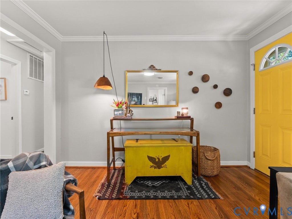3933 Alma Avenue, Richmond, VA 23222 Hardwood flooring, painted interior walls, crown molding, arched entry door, and recessed lighting