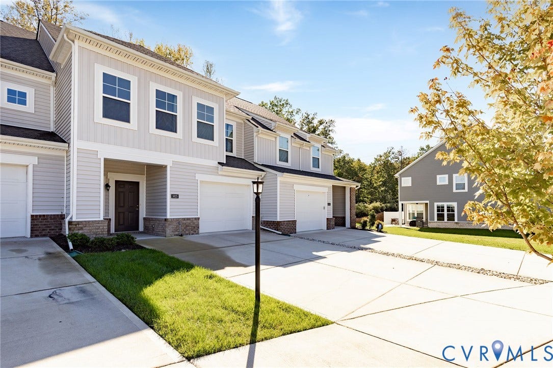 3625 Rainy Day Drive, Midlothian, Midlothian, VA 23112 Townhouse, finished driveway, garage, sidewalks and community view