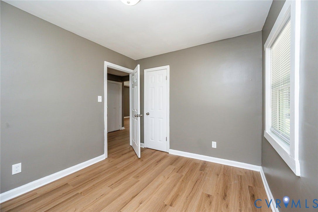 634 Fayette Avenue, Richmond, VA 23222 Recessed lighting, wood-finish flooring, neutral paint, white trim, and a white window frame with blinds