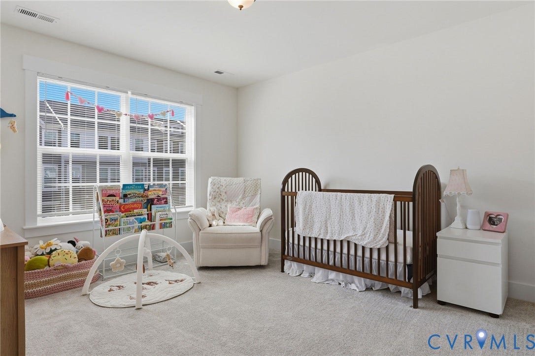 6142 Jackline Run, Watermark, Chesterfield, VA 23234 Wall-to-wall carpeting, white painted walls, and a multi-pane window with blinds