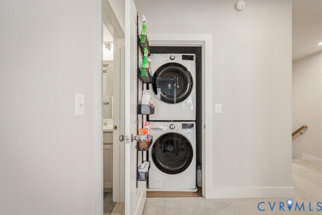 9690 Turning Point Dr, #A, 4E300, Glen Allen, VA 23059 Dedicated laundry closet with stacked washer and dryer