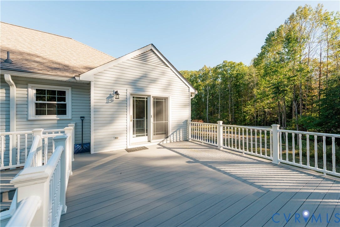 2561 Glenridge Court, Glenbrooke, Powhatan, VA 23139 Deck looking back at French doors to Breakfast Room