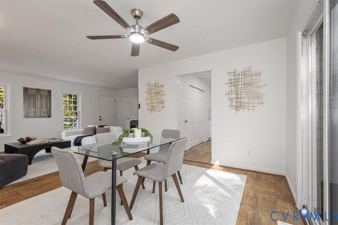 3031 Speeks Drive, Midlothian, VA 23112 Wood-finish flooring throughout, modern ceiling fan, and white walls