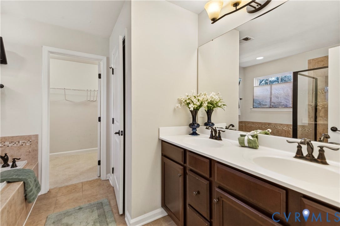 10041 POLLEN Drive, Hanover, Mechanicsville, VA 23116 Five Fixture Primary Suite with 2nd Primary Closet Space - Double Vanitie and Private Water Closet