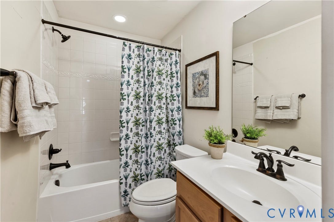 10041 POLLEN Drive, Hanover, Mechanicsville, VA 23116 Lower Level Full Bath has Tiled Floors and Tiled Shower Surround