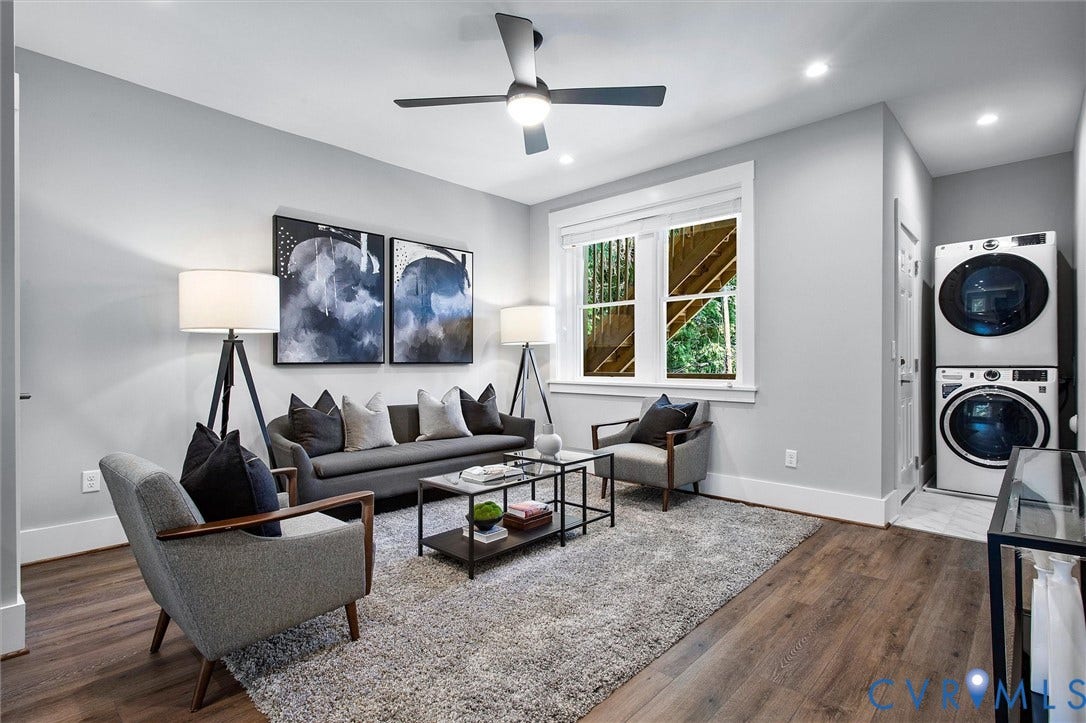 2902 Idlewood, #5, Richmond, VA 23221 Wood-finish flooring, recessed lighting, and a contemporary ceiling fan
