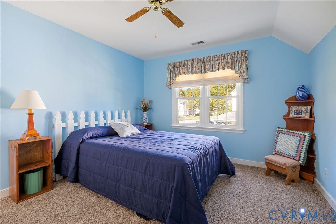717 McCauliff Drive, Chesterfield, VA 23236 Carpeted room featuring a ceiling fan, a window with a valance