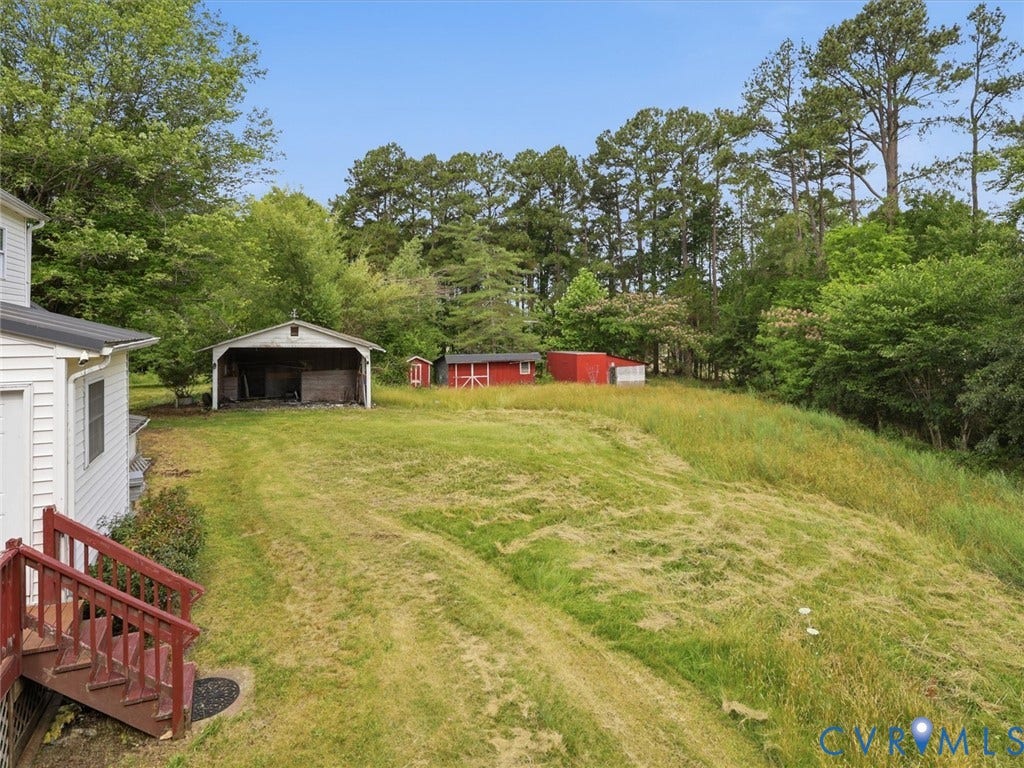 21600 Patrick Henry Highway, Amelia, VA 23083 Expansive lawn with mature trees and detached outbuildings