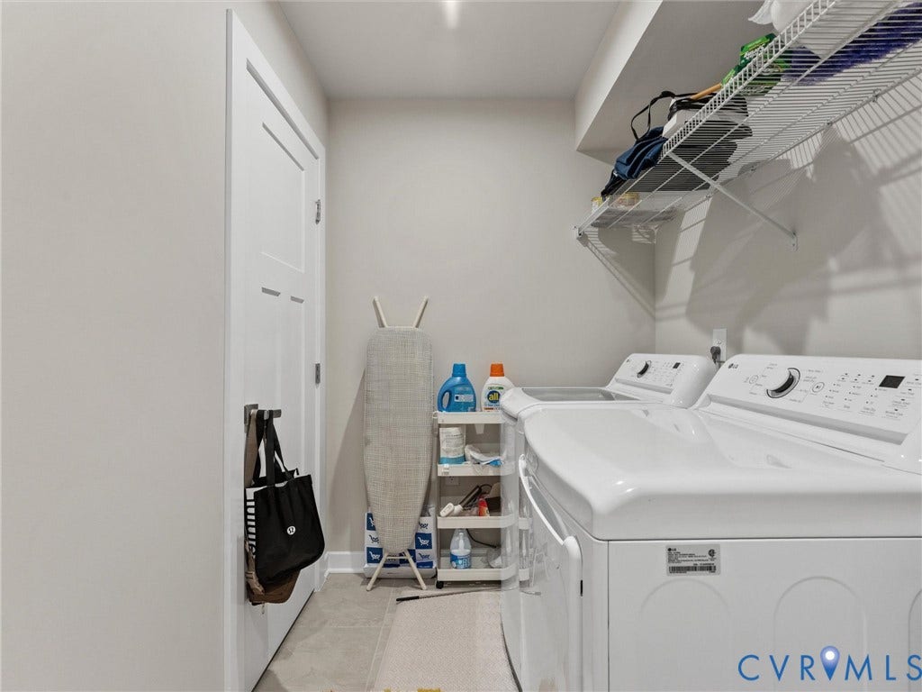White shaker-style door, wire shelving, and light gray wall paint