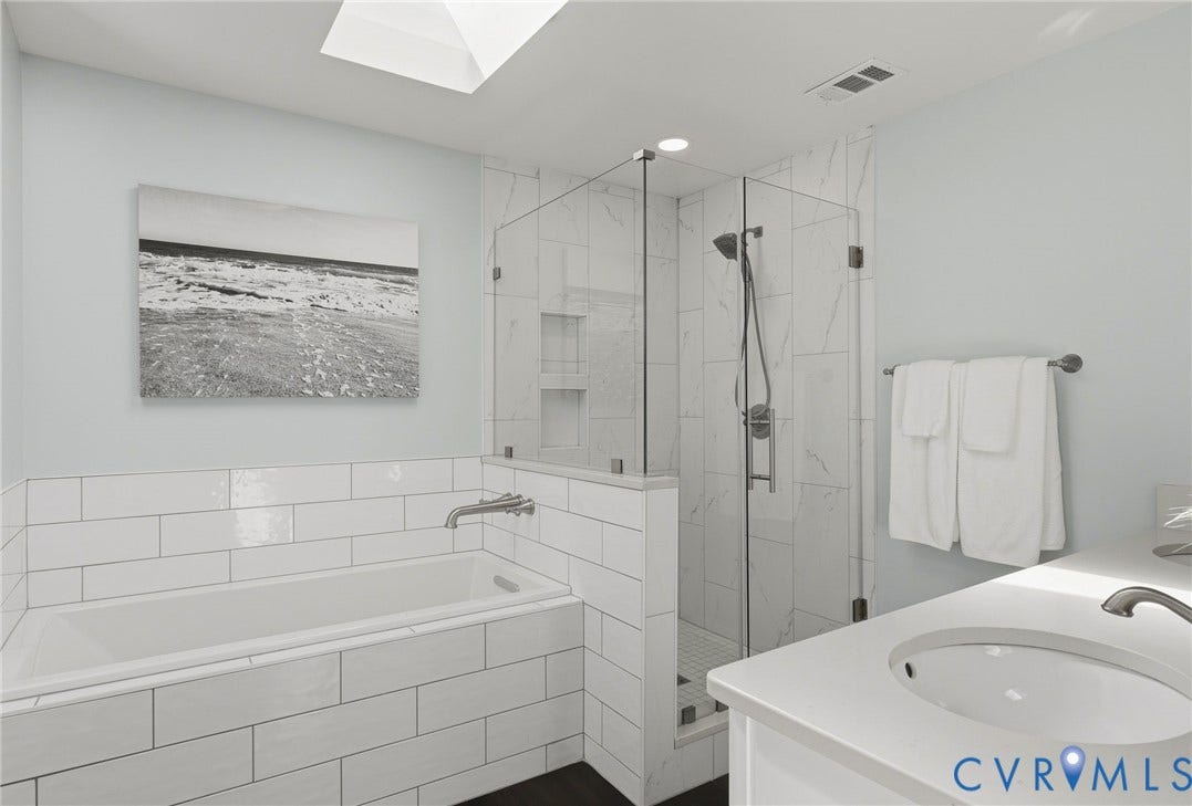 12718 Lakestone Drive, The Pointe, Midlothian, VA 23114 Completely renovated Primary Bath - large soaking tub, custom tiled shower, skylights
