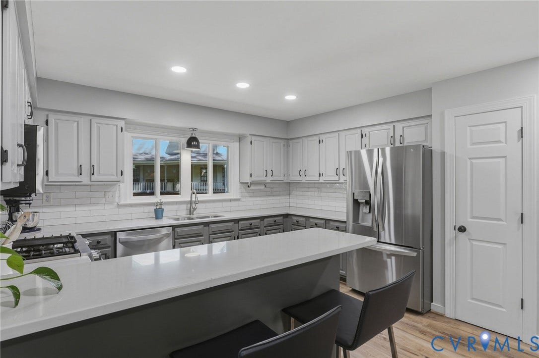 12718 Lakestone Drive, The Pointe, Midlothian, VA 23114 Tons of counter, bar height counter, stainless steel appliances, pantry, tile backsplash, recessed lighting
