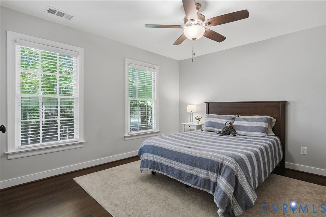 12718 Lakestone Drive, The Pointe, Midlothian, VA 23114 Bedroom 3 - Woodgrain LVP - backs to wooded area & waterview
