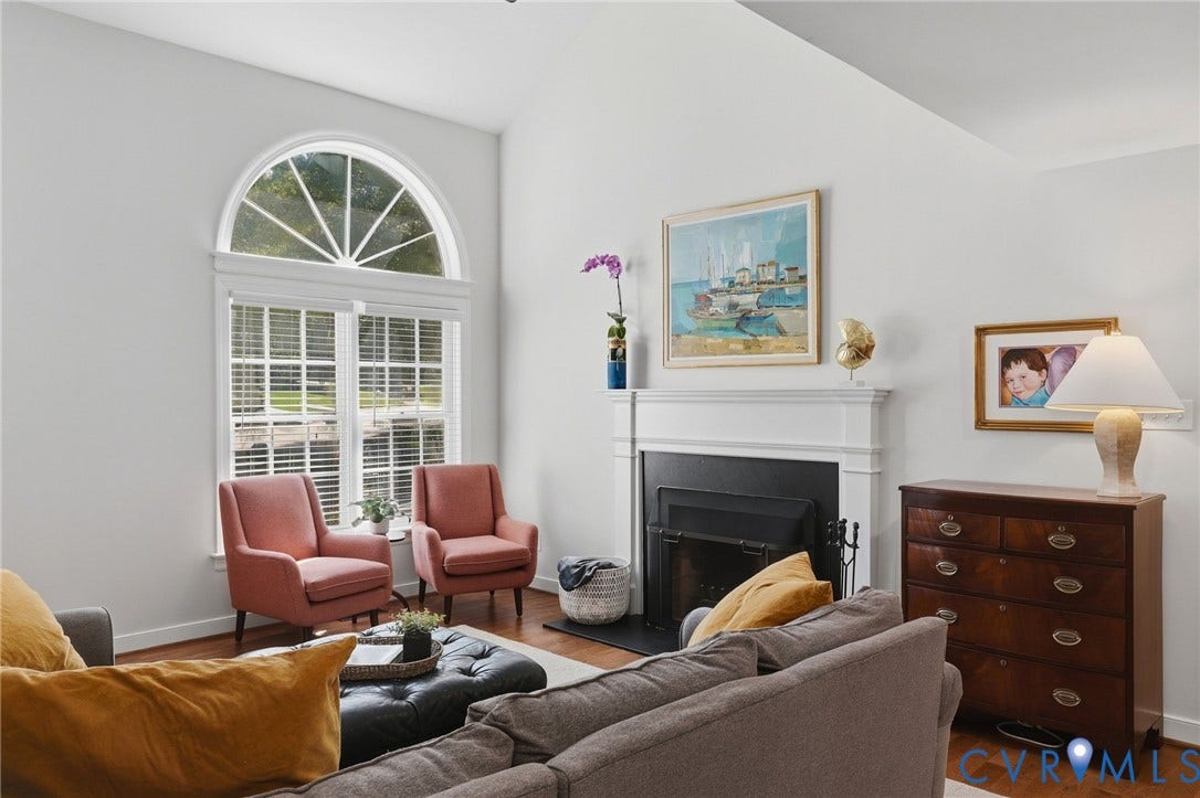 12718 Lakestone Drive, The Pointe, Midlothian, VA 23114 cozy up to the wood burning fireplace, hardwood floors