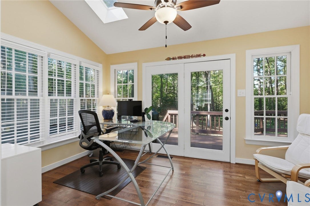 12718 Lakestone Drive, The Pointe, Midlothian, VA 23114 Cathedral ceilings, skylights, tons of windows, hardwood floors, french door out to deck