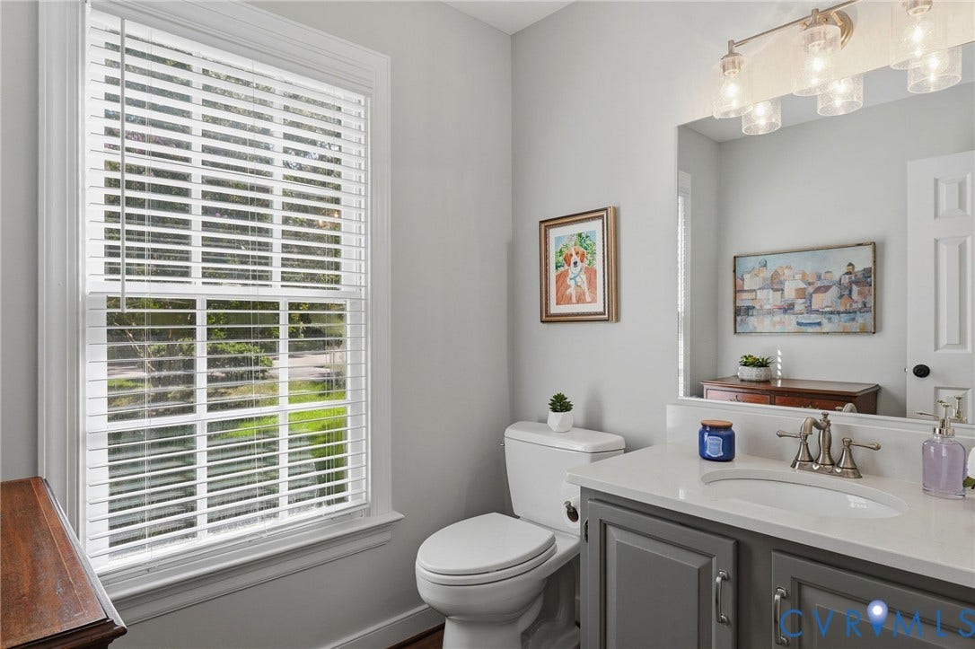 12718 Lakestone Drive, The Pointe, Midlothian, VA 23114 updated powder room, hardwood floors
