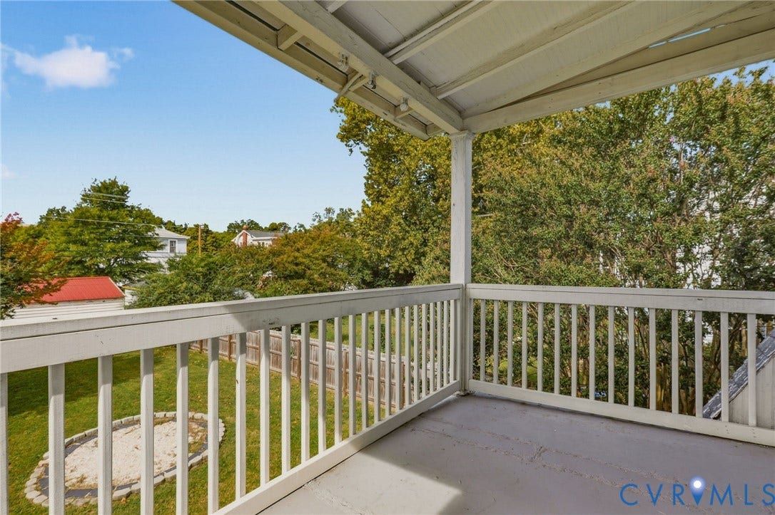2900 Seminary Avenue, Northside, Richmond, VA 23220 Covered outdoor balcony overlooking the backyard.