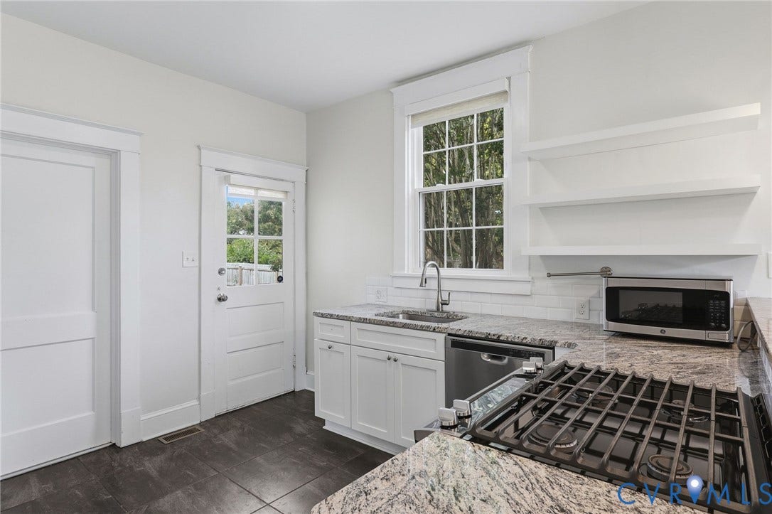 2900 Seminary Avenue, Northside, Richmond, VA 23220 Gas cooking, open shelving, microwave and access to backyard.