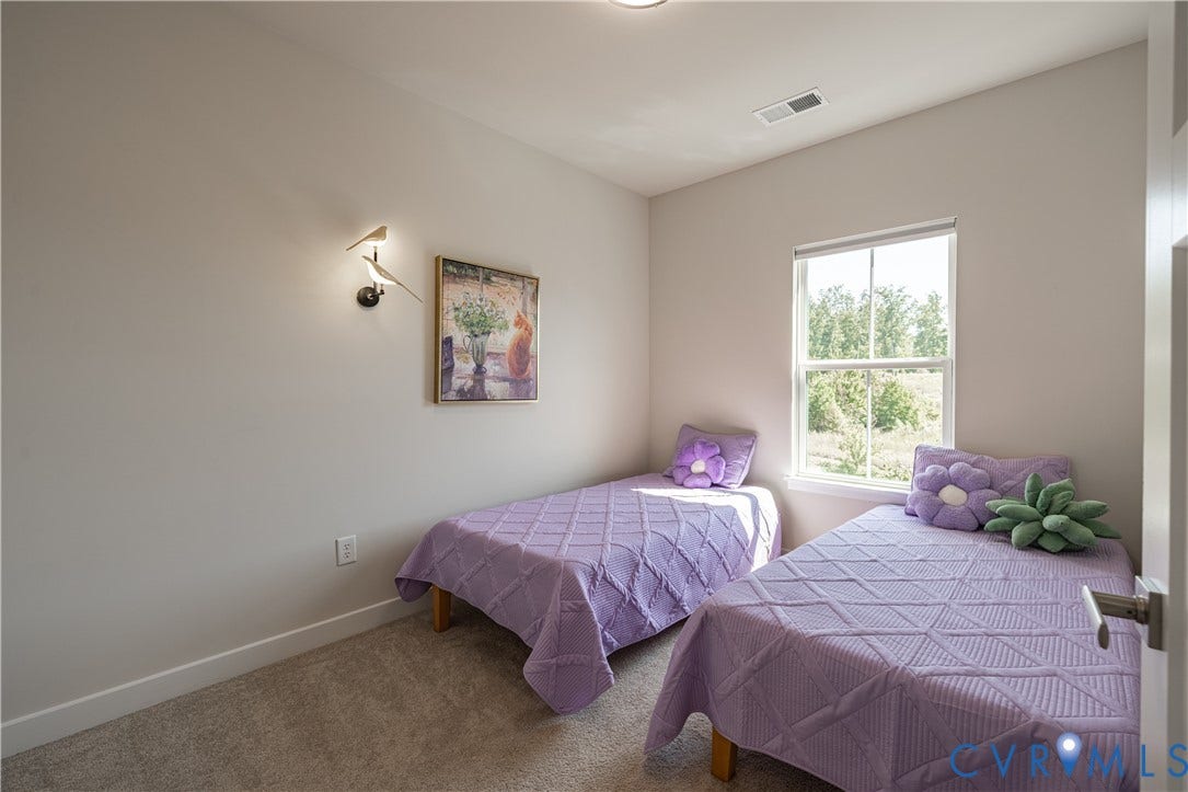 14336 Altavista Boulevard, Midlothian, VA 23114 Window with natural light, wall-mounted sconce, light-toned walls, and neutral carpet flooring