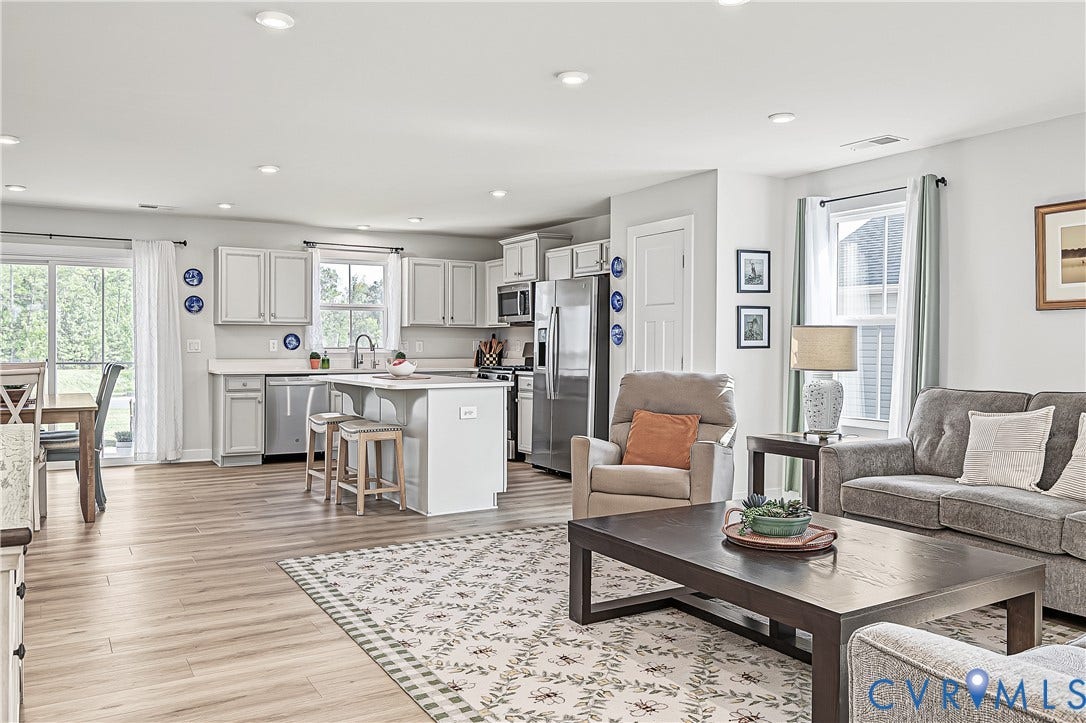 7490 E Danube Loop, The Groves, New Kent, VA 23124 Open living area with easy access to the kitchen and dining spaces