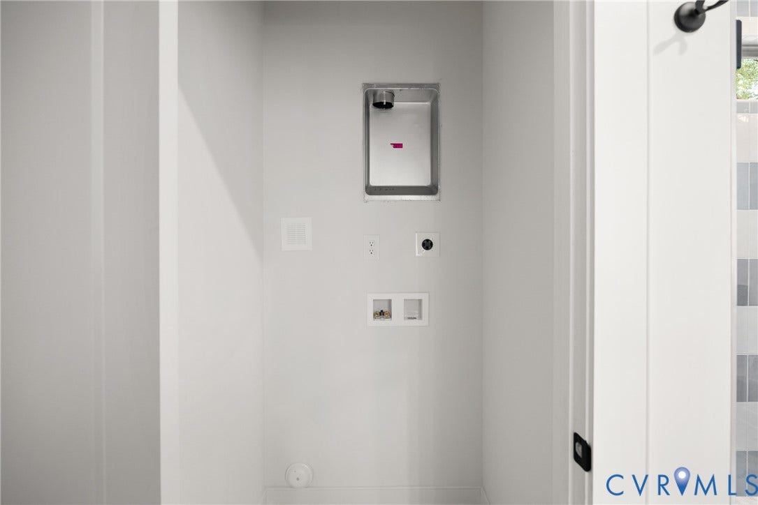 2708 Willoughton Lane, Enclave At Willow Oaks, Richmond, VA 23225 Connections for stack Washer / Dryer in Primary Suite Bathroom