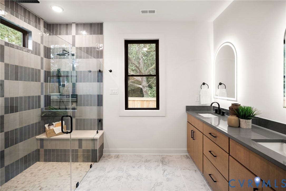2708 Willoughton Lane, Enclave At Willow Oaks, Richmond, VA 23225 Oversized dual head frameless glass shower