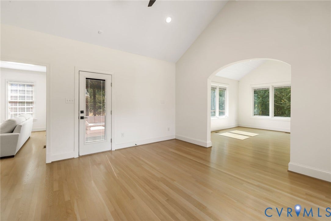 3808 Barrington Branch Court, Henrico, VA 23233 Vaulted ceiling, recessed lighting, wood-finish flooring, glass-paned door, arched entryway