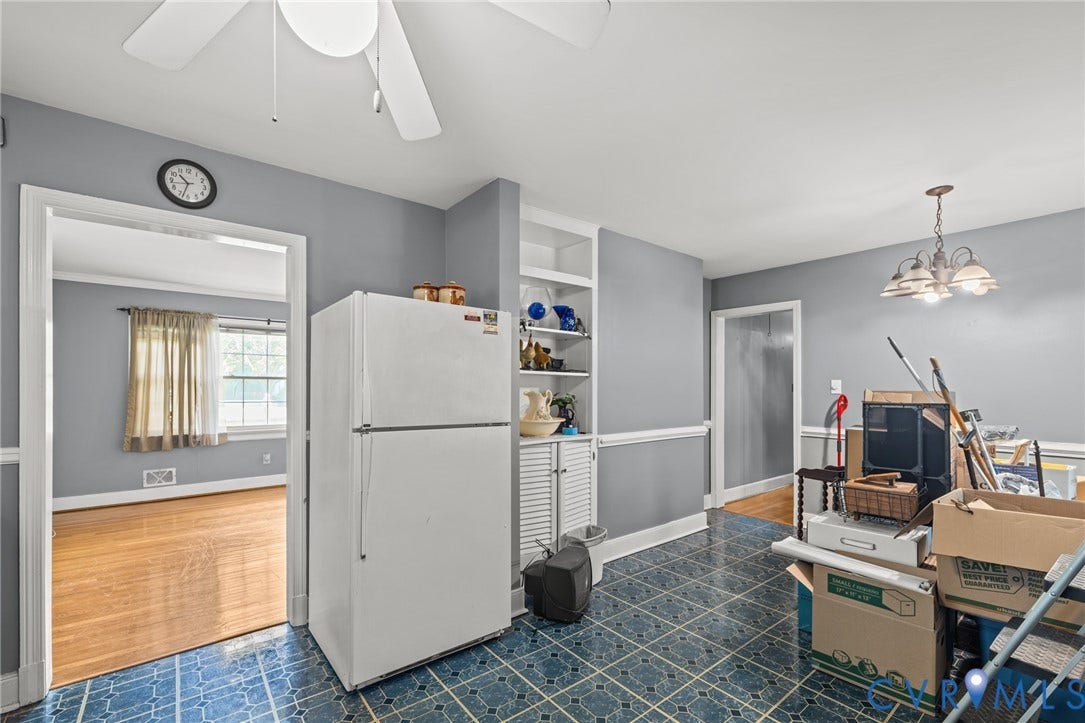 2405 Dumbarton Road, Henrico, VA 23228 Built-in shelving, tile flooring, ceiling fan, and pendant light fixture