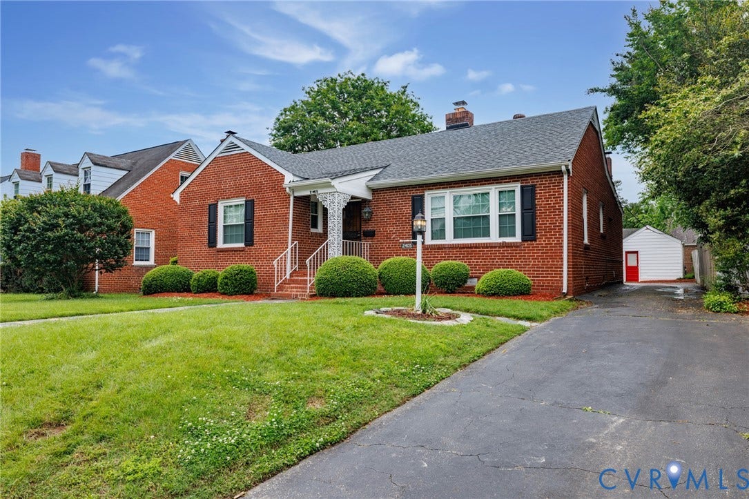 2405 Dumbarton Road, Henrico, VA 23228 Brick exterior with a gabled roof and white trim