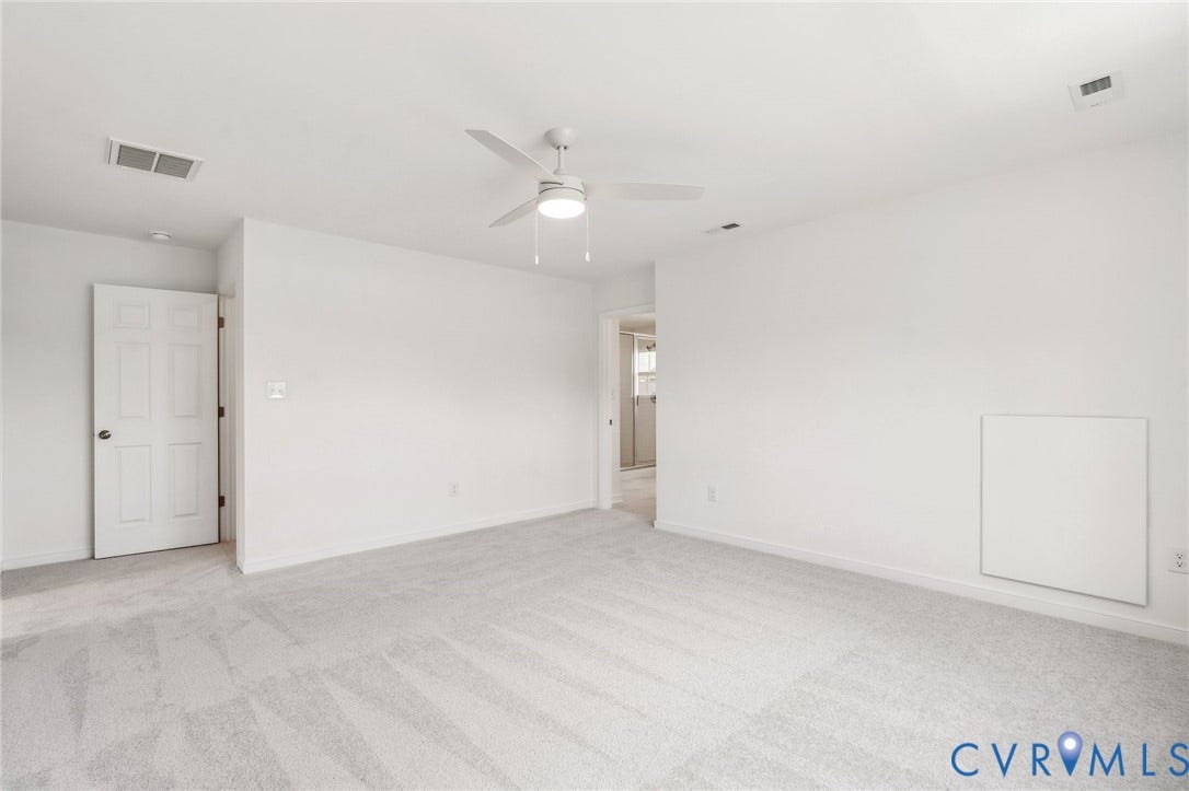 9116 TERROIR Lane, Viniterra Villas, New Kent, VA 23124 White ceiling fan with integrated lighting