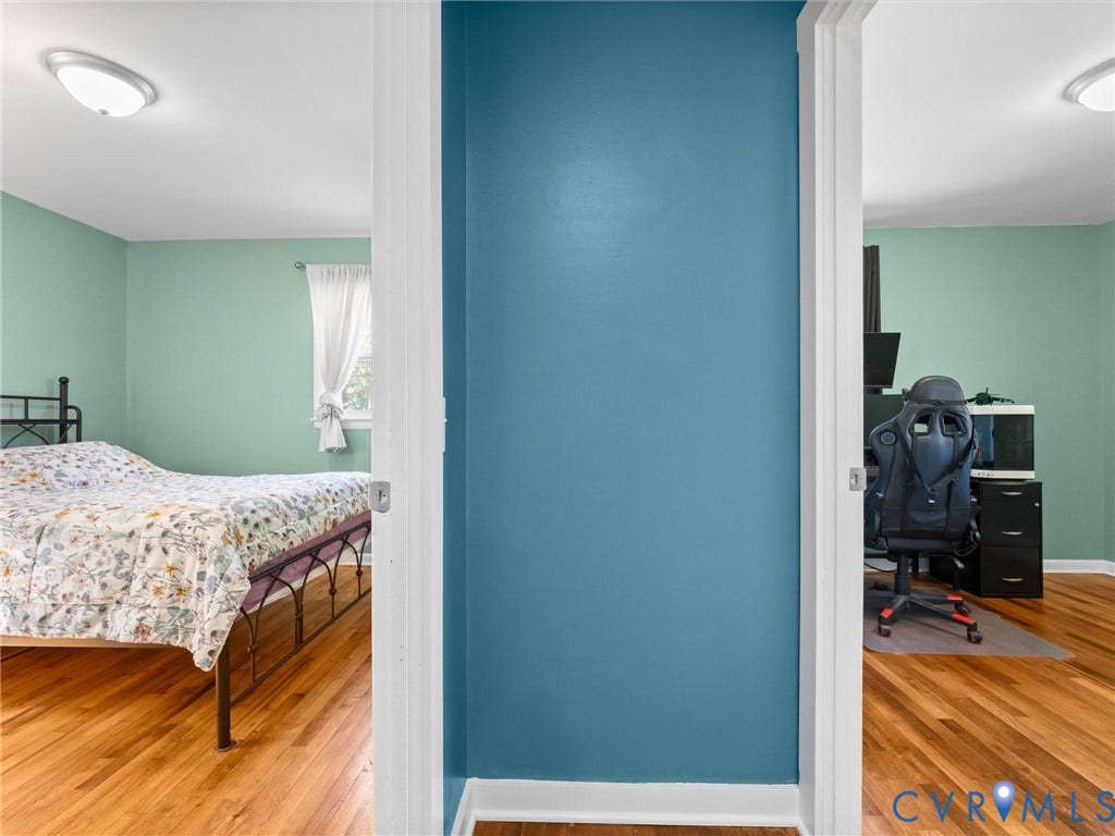 Wood-finish flooring with flush-mount ceiling lighting