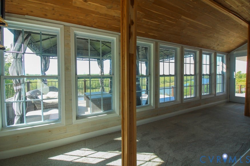 511 Riverview Court, Chester, VA 23836 Carpeted room with a wood-finish vaulted ceiling and wood-finish walls