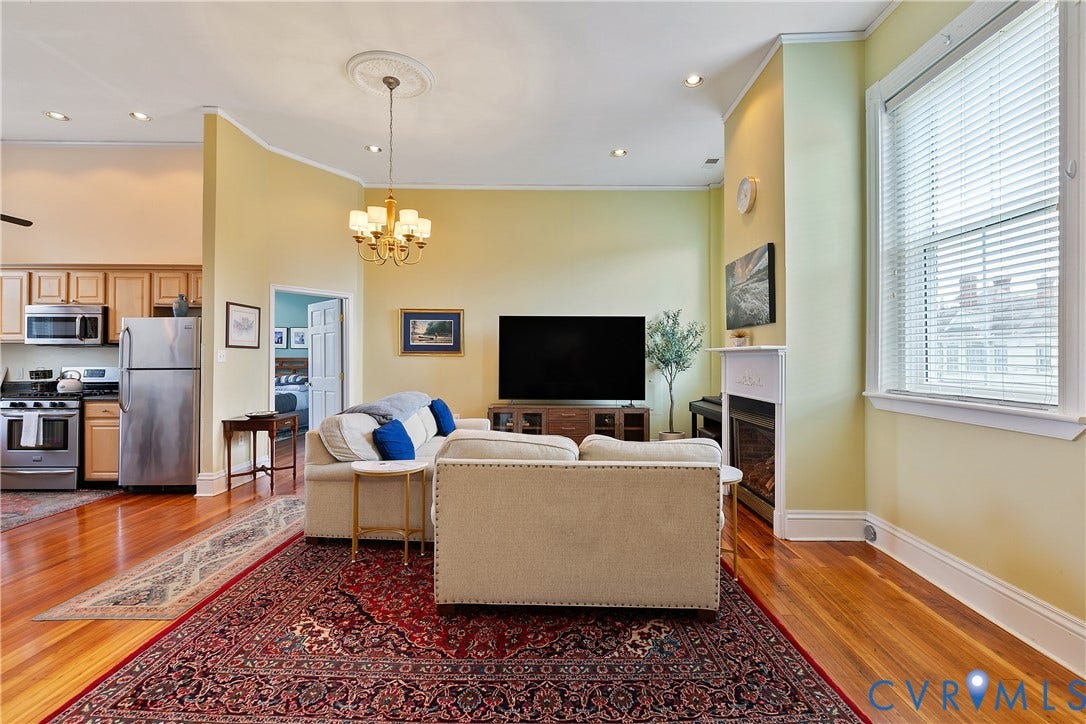 2021 North Avenue, Richmond, VA 23222 Hardwood flooring throughout, recessed lighting, and a chandelier with ceiling medallion