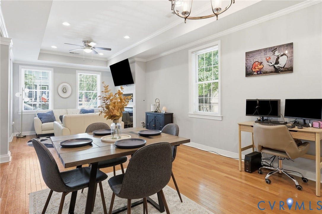 3015 M Street, Church Hill, Richmond, VA 23223 Wood-finish flooring throughout, recessed lighting, white trim and crown molding, and double-hung windows