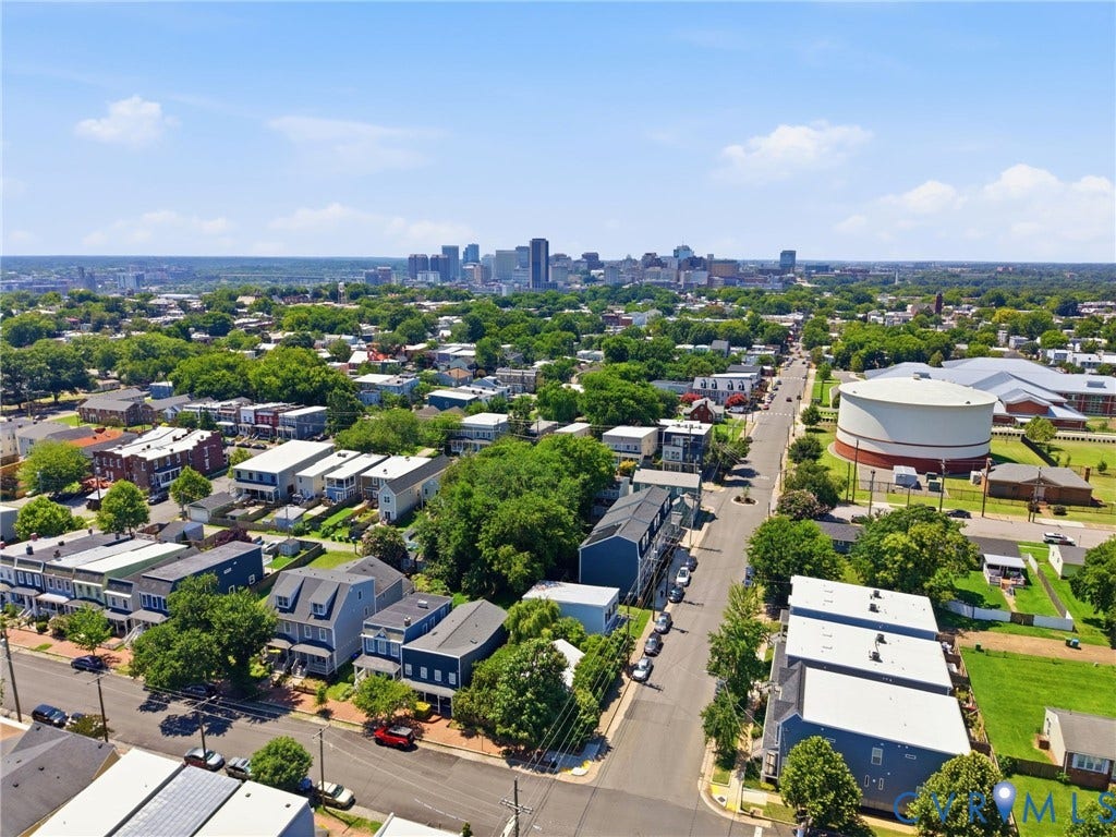 3015 M Street, Church Hill, Richmond, VA 23223 Urban neighborhood with abundant tree canopy and distant skyline