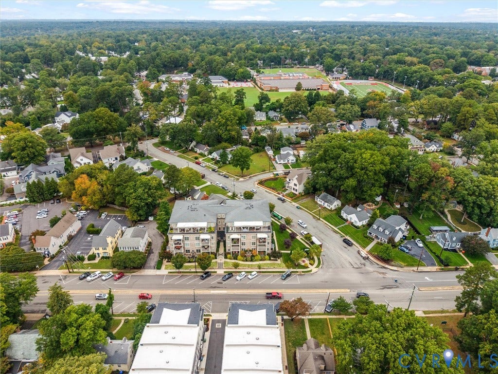 511 Libbie Avenue, #A, The Row At Westhampton, Richmond, VA 23226 Aerial perspective of a tree-lined residential area