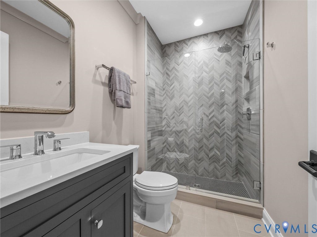 511 Libbie Avenue, #A, The Row At Westhampton, Richmond, VA 23226 Vanity with white countertop, chrome faucet, and rectangular sink