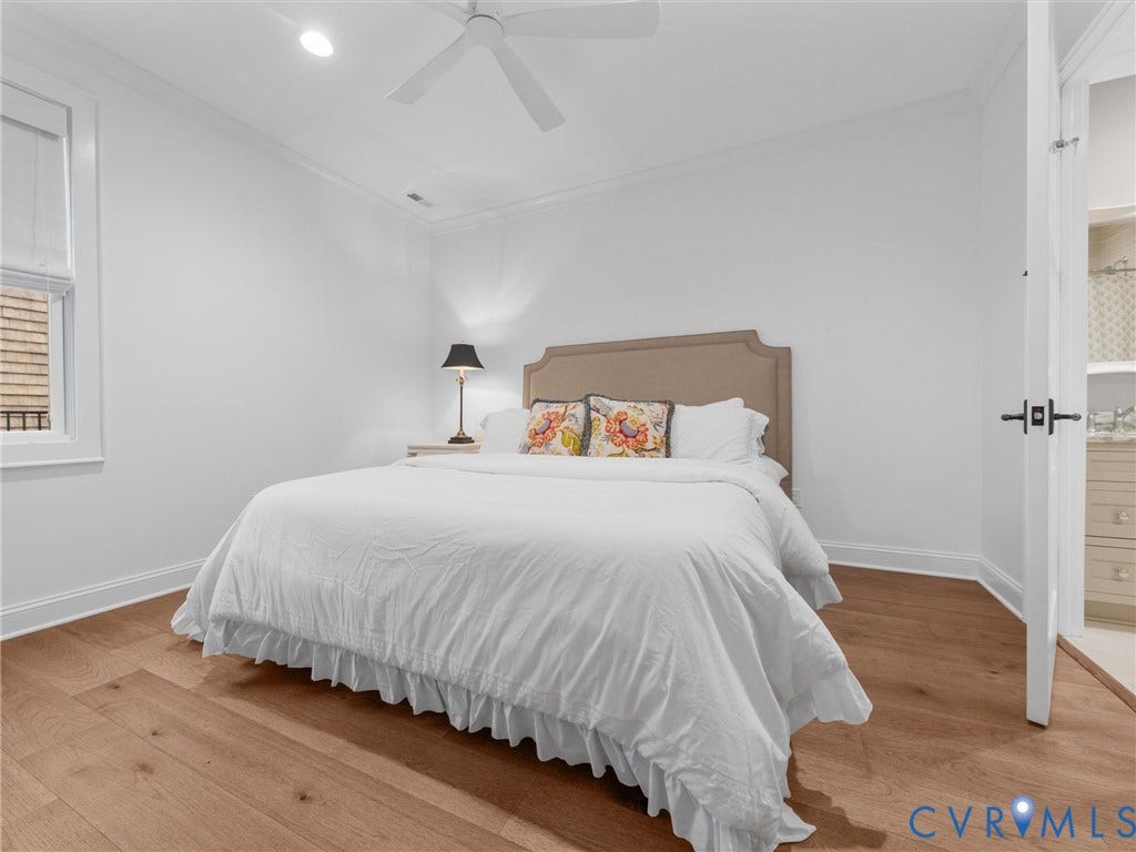 511 Libbie Avenue, #A, The Row At Westhampton, Richmond, VA 23226 Hardwood flooring, recessed lighting, and a ceiling fan