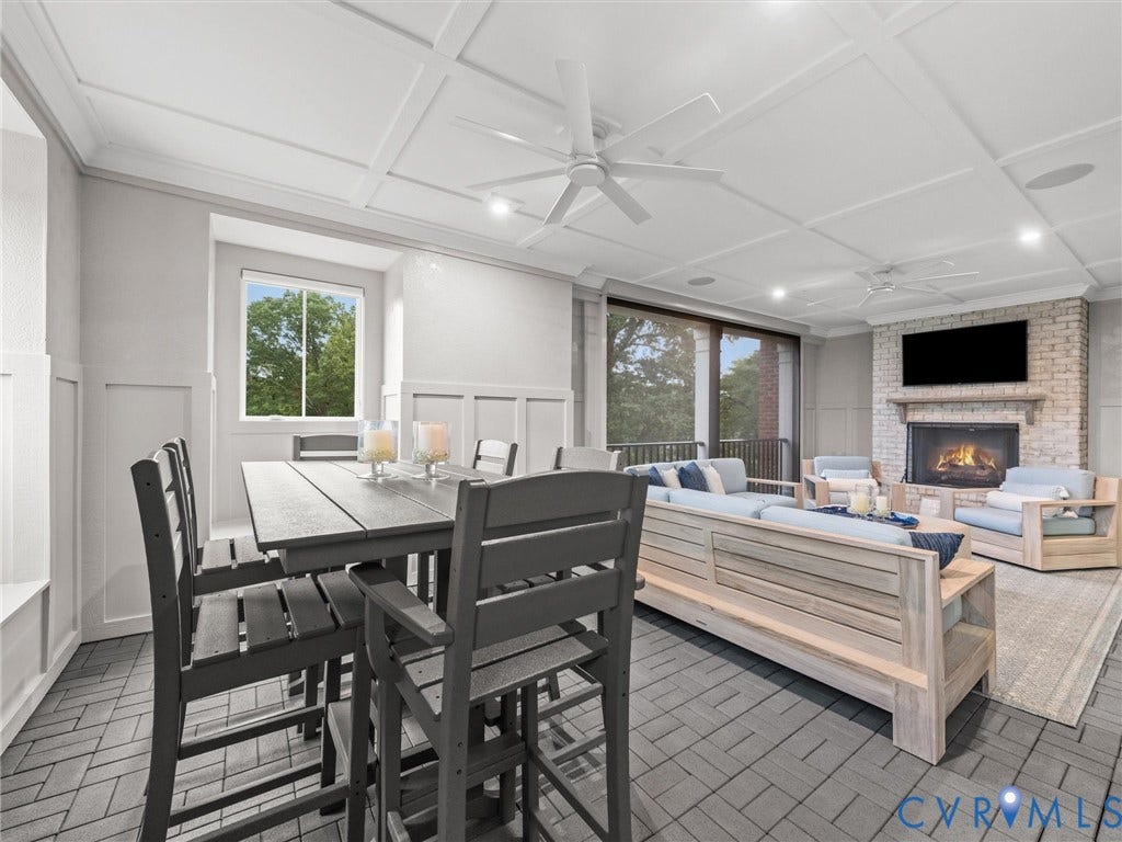 511 Libbie Avenue, #A, The Row At Westhampton, Richmond, VA 23226 Coffered ceiling with integrated lighting and ceiling fans