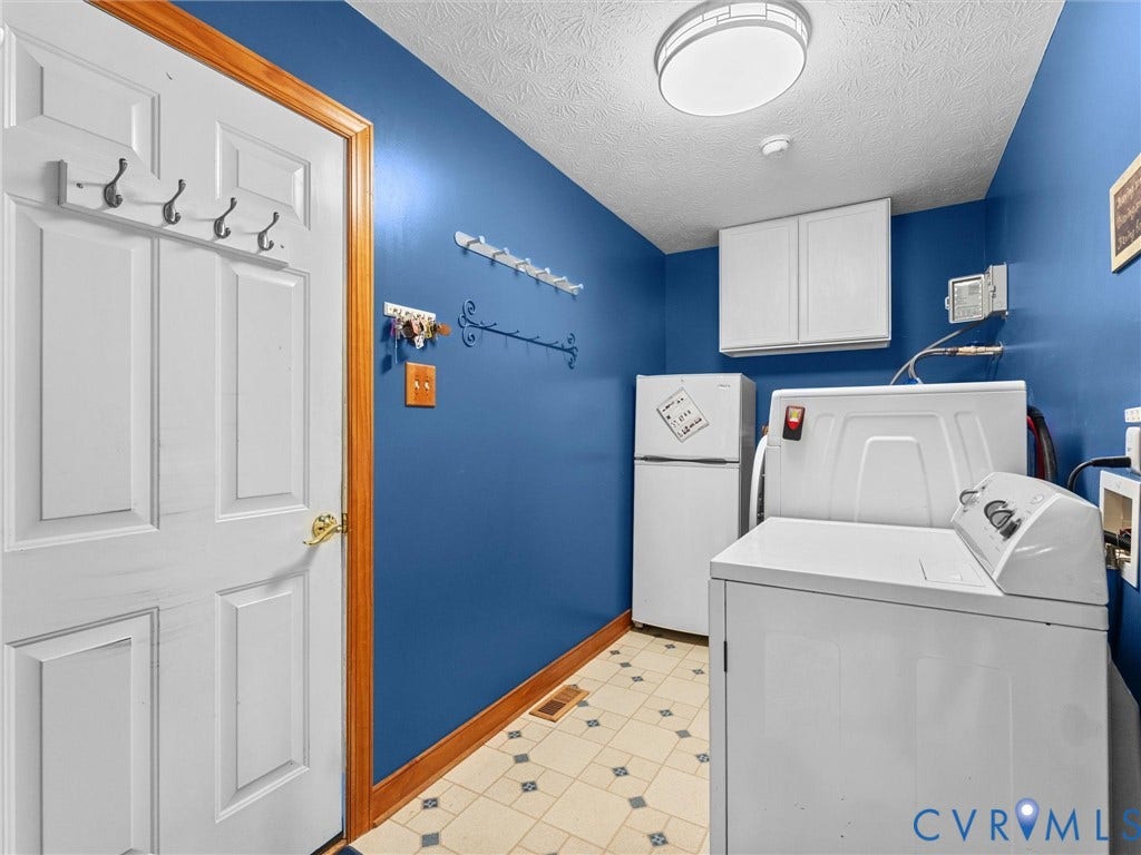 5325 Swift Hill Lane, Scandia Lake, Sandston, VA 23150 Built-in laundry appliances, overhead flush-mount lighting, and wall-mounted cabinetry